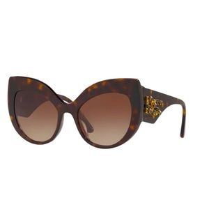 BRAND NWOT: Dolce & Gabbana Cat Eye Sunglasses with DG Logo Leopard Brown